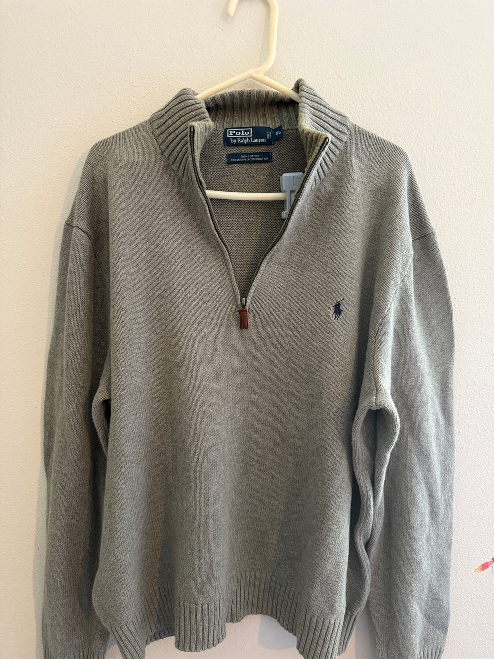 Polo by Ralph Lauren Light Gray Half-Zip Pullover Sweater